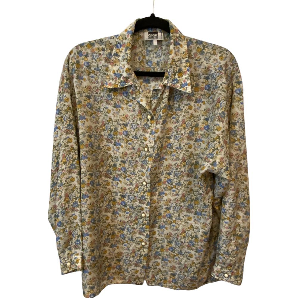 Vesto Subito Barcelona Pearl Snap Blouse Multicolor Floral Womens Size Medium‎